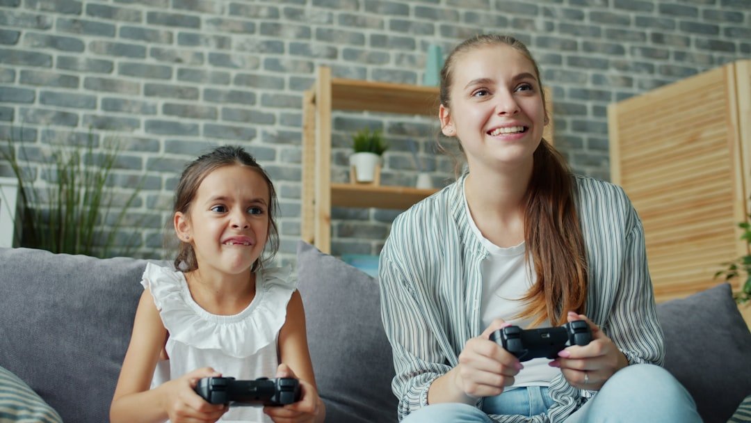 mother child playing together