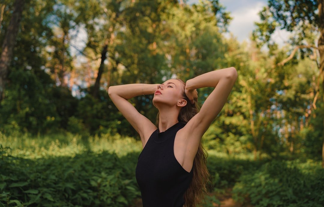 woman breathing nature outdoors
