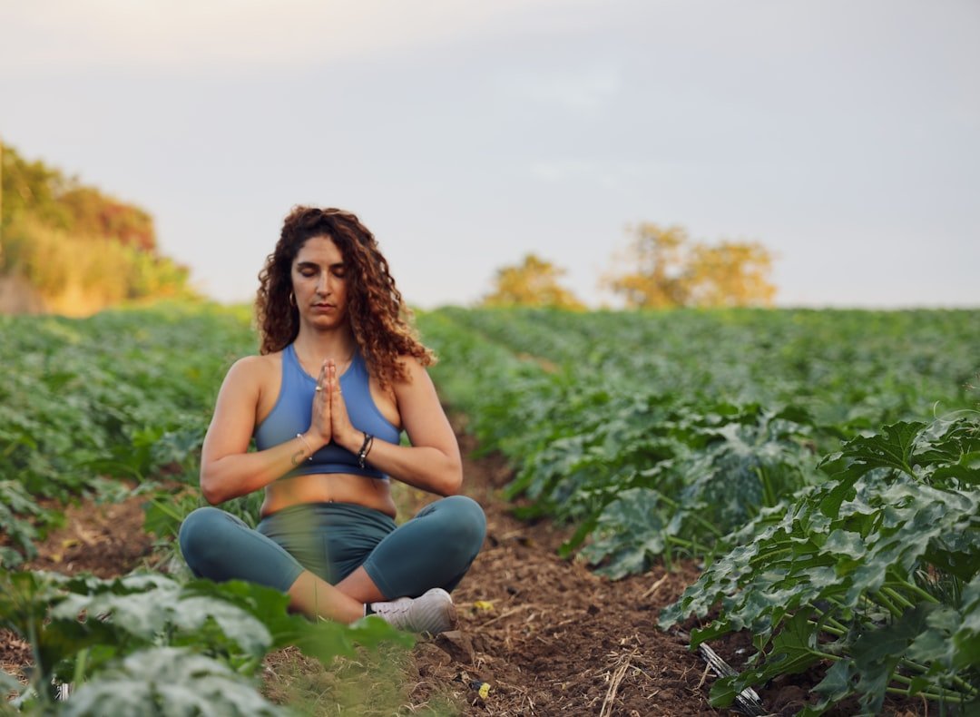 woman meditating peaceful nature