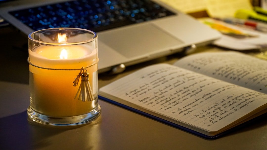 journal candle desk