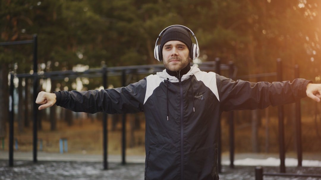 person breathing exercise outdoors