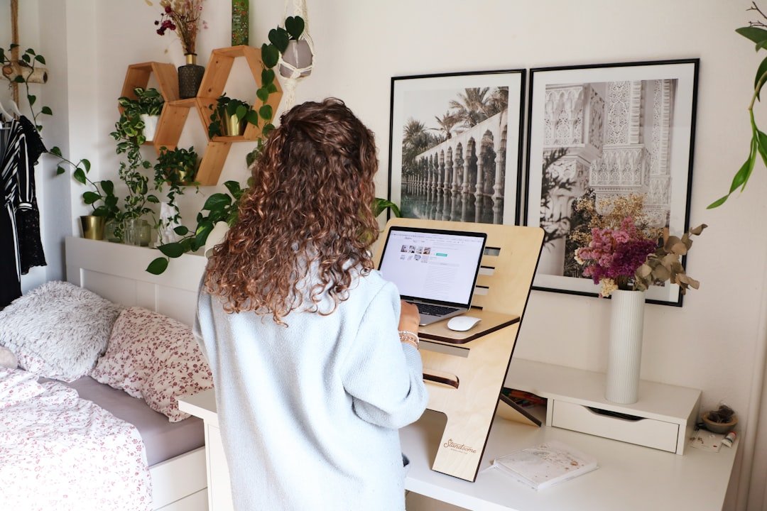 woman morning routine workspace desk