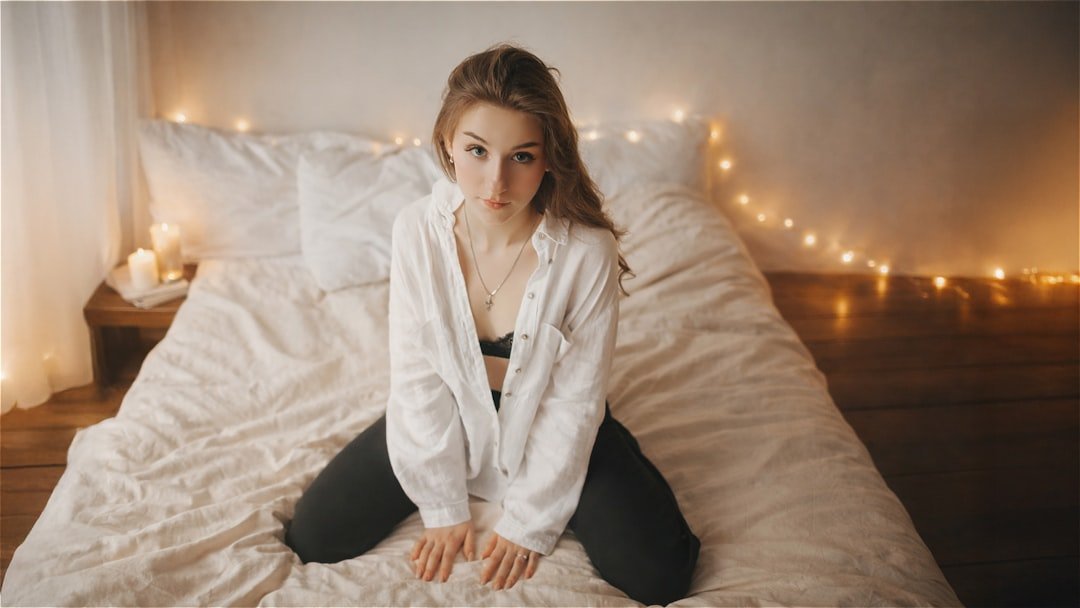 woman breathing exercise bedroom night