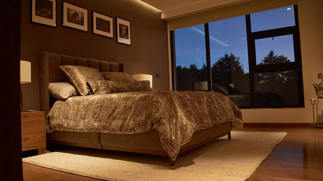 bedroom window peaceful night scene