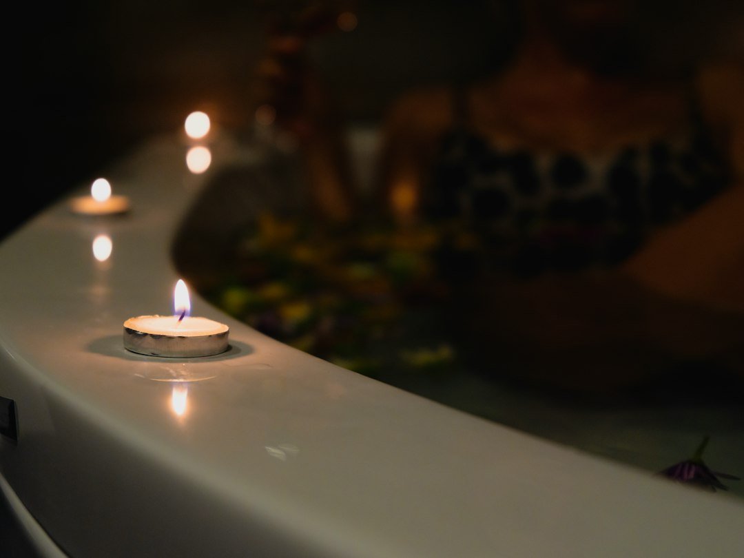 spa candles bath relaxation setup
